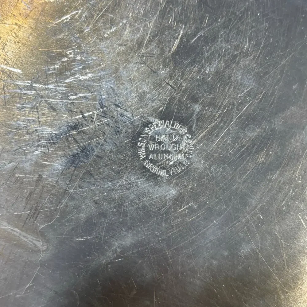 Vintage mid century Wilson hammered aluminum round tray embossed silvertone